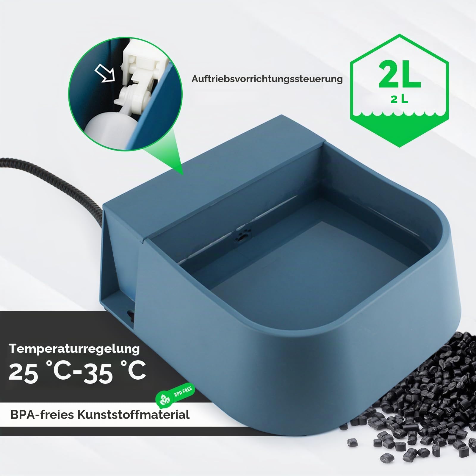 Namsan Beheizbarer Wassernapf Frostschutz Wassernapf mit Schwimmer Trinknapf mit Wasseranschluss für Hunde/Katze/Hasen/Hühner
