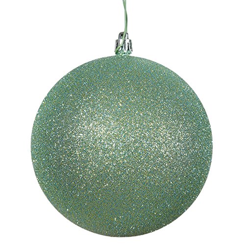 Vickerman 444399-4 Seafoam Green Glitter Ball Christmas Tree Ornament (6 pack) (N591044DG)