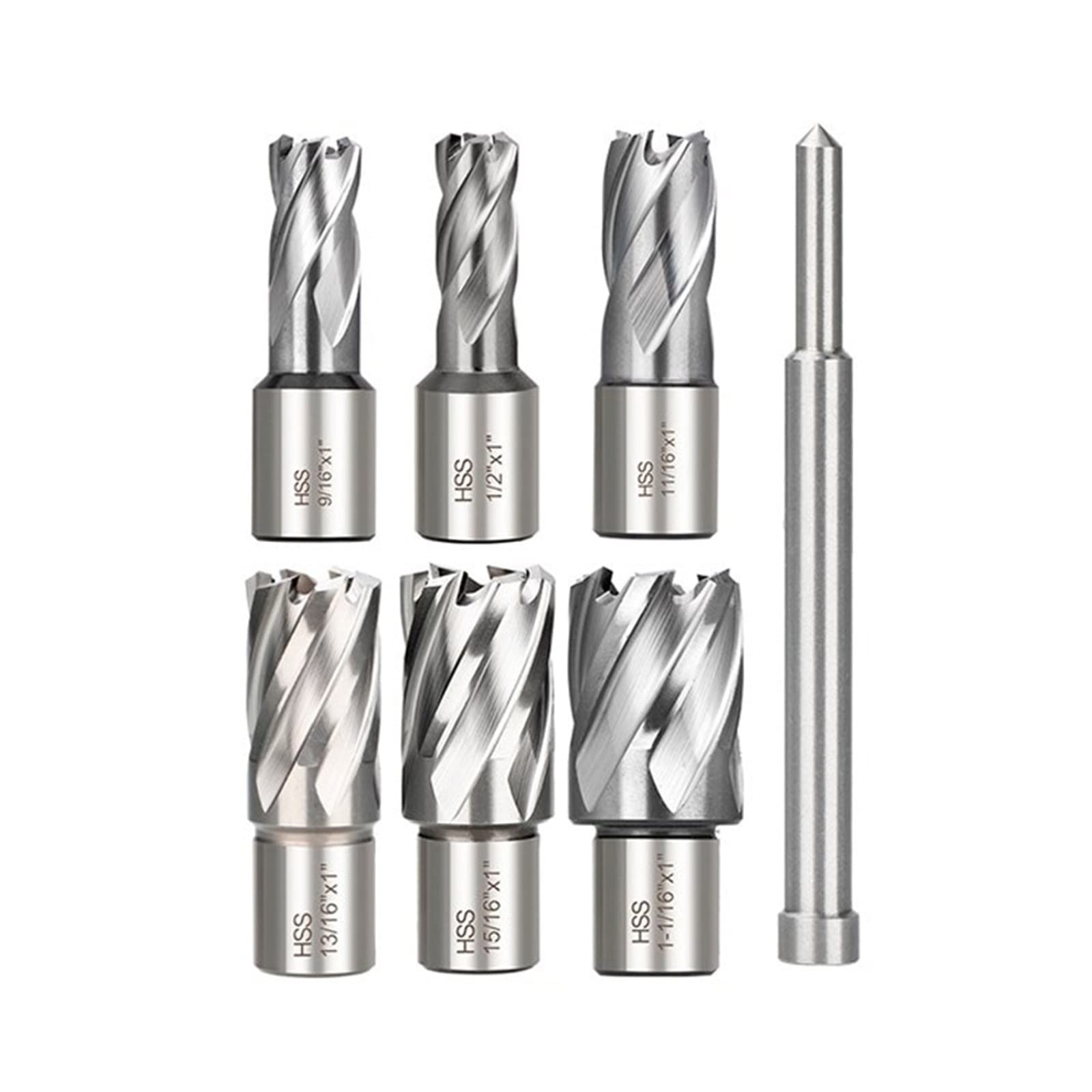 Broca HSS Cortador anular 7 piezas 1/2 "a 1-1/16" Brocas Slugger for taladro magnético con pasador piloto Shank Hole Saw Cutter