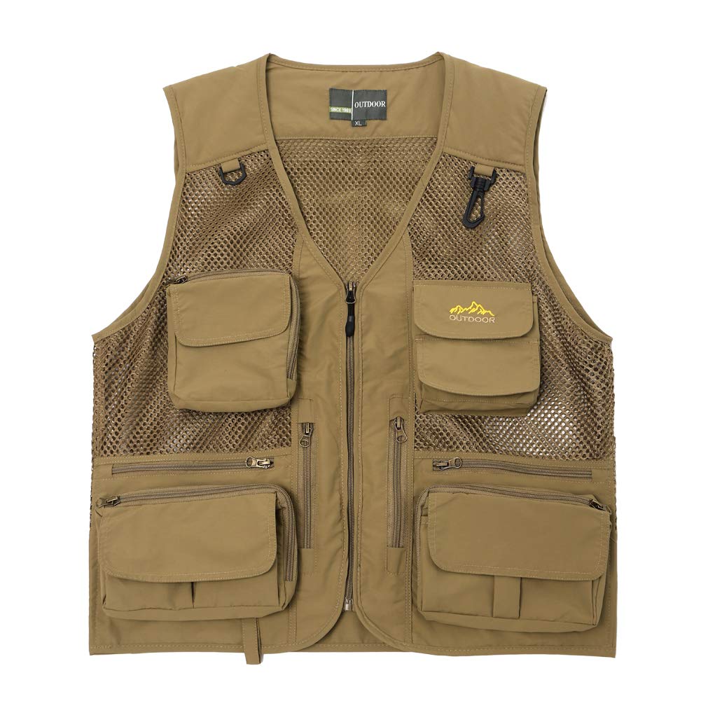 Ziker Men's Mesh Breathable Openwork Camouflage Journalist Photographer Fishing Vest Waistcoat Jacket Coat