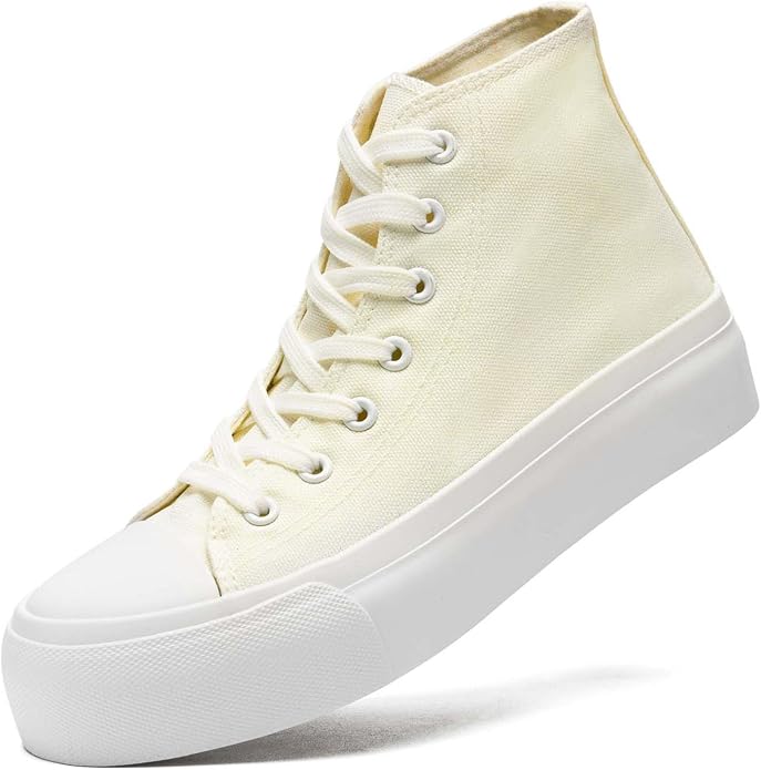 Xraehni Womens Platform Canvas Sneakers Mens High Top Classic Canvas Shoes Unisex Casual Tennis Comfortable Fashion Sneakers Lace-Up fashion product photo