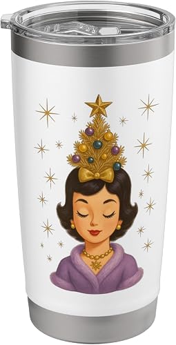 Mid-Century Lady Vase Head Christmas Stainless Steel Insulated Tumbler