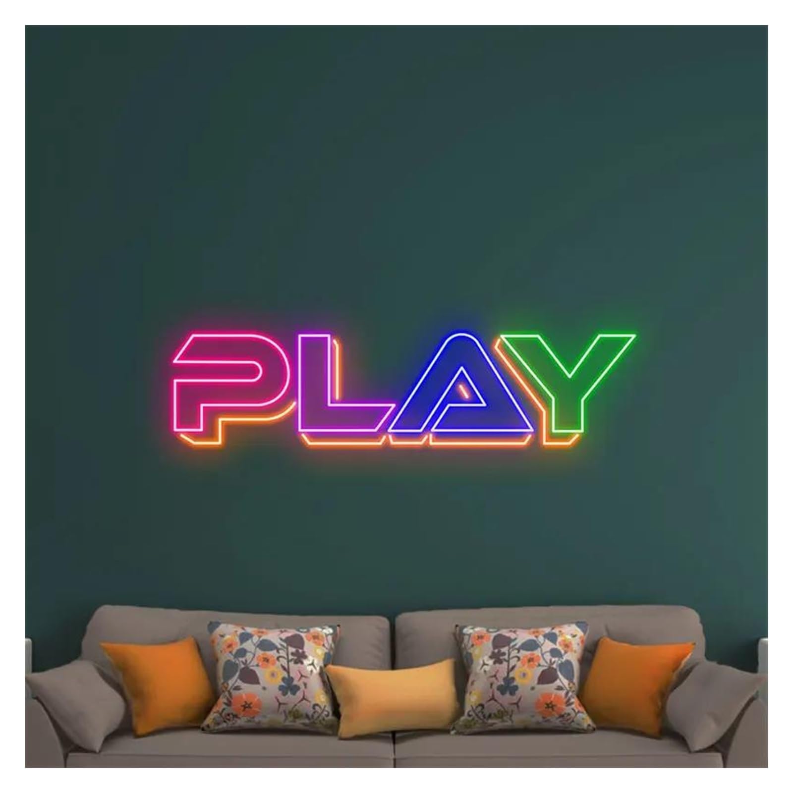 Decoración Lámparas Letrero De Neón Con Texto JUGAR, Divertido, Arte De Pared Decorativo Para Salas De Juegos Y Espacios De Entretenimiento, Lámparas Regulables 45cm