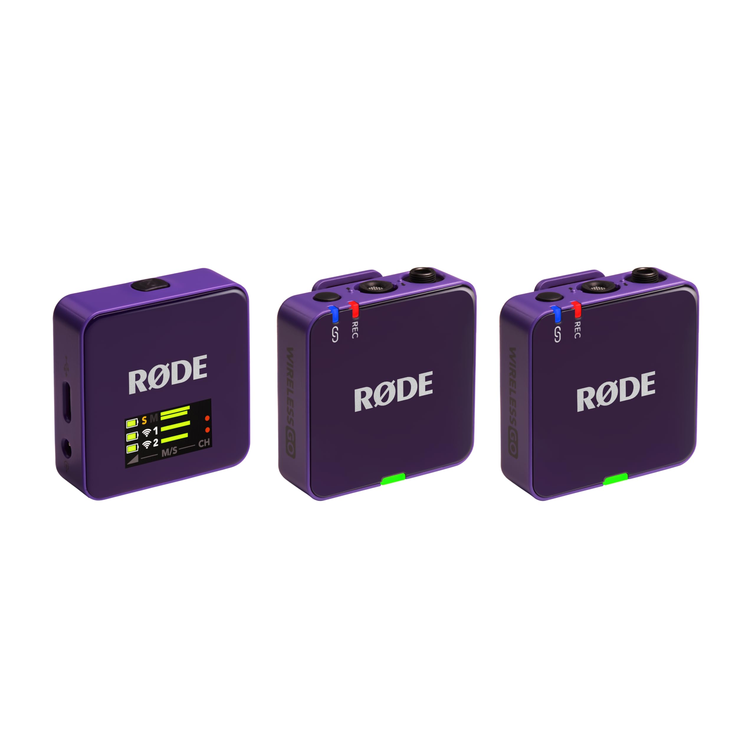 RØDE Wireless GO (Gen 3) – Kompaktowy mikrofon bezprzewodowy – Krystaliczna jakość dźwięku, nagrywanie 32-bitowe Float, automatyczna kontrola poziomu, do telefonów, kamer i komputerów (Fioletowy)
