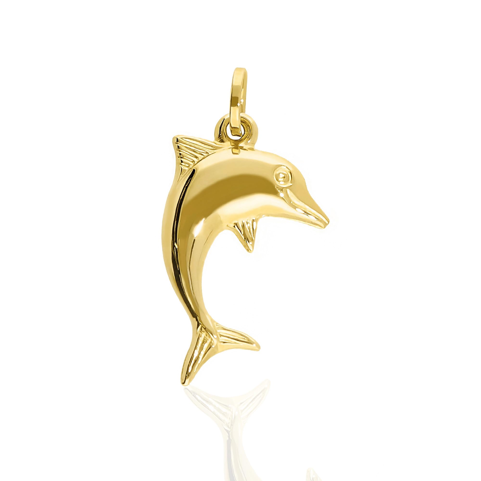 forme di Lucchetta - Ciondolo Delfino in Oro Giallo 14 carati | simbolo di Amicizia e Sensibilità, Charms e Ciondoli per Catenina (fino a 4mm) per Donna Ragazza