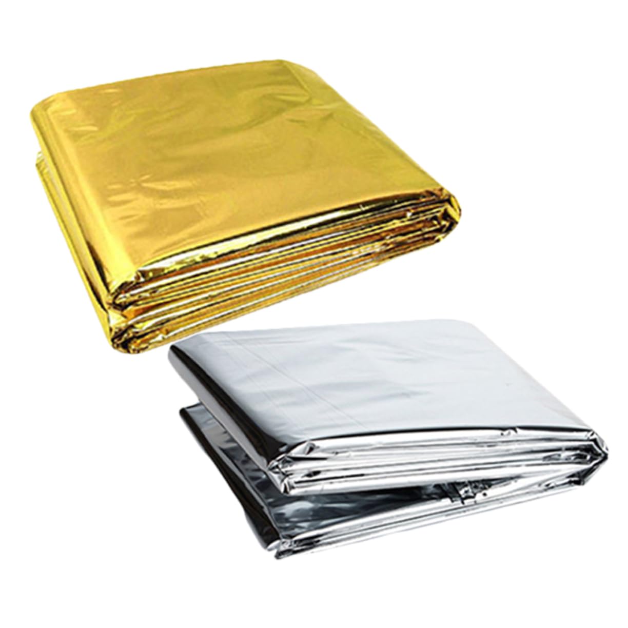 GOOHOCHY 2pcs Emergency Thermal Blankets Space Blankets for Camping Hiking and Outdoor Survival Cold Weather Protection and UV Shielding