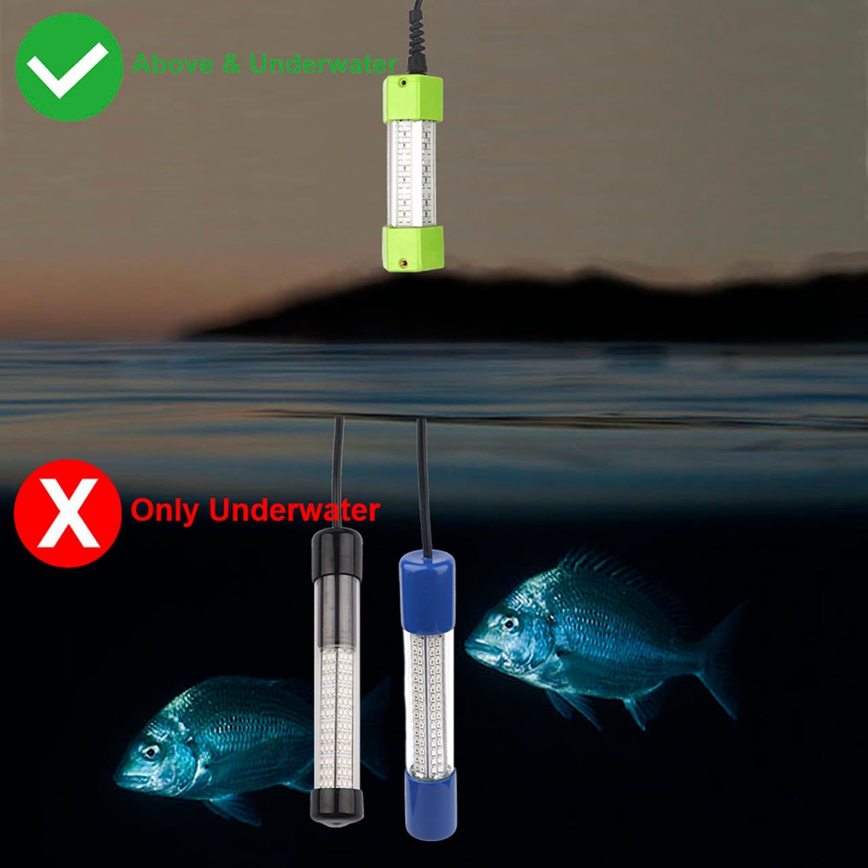 2 x 70 W DC 12 V LED wędkarska 108 LED przynęta zanurzalna wędkarska podwodna przynęta crappie zielona wędkarstwo