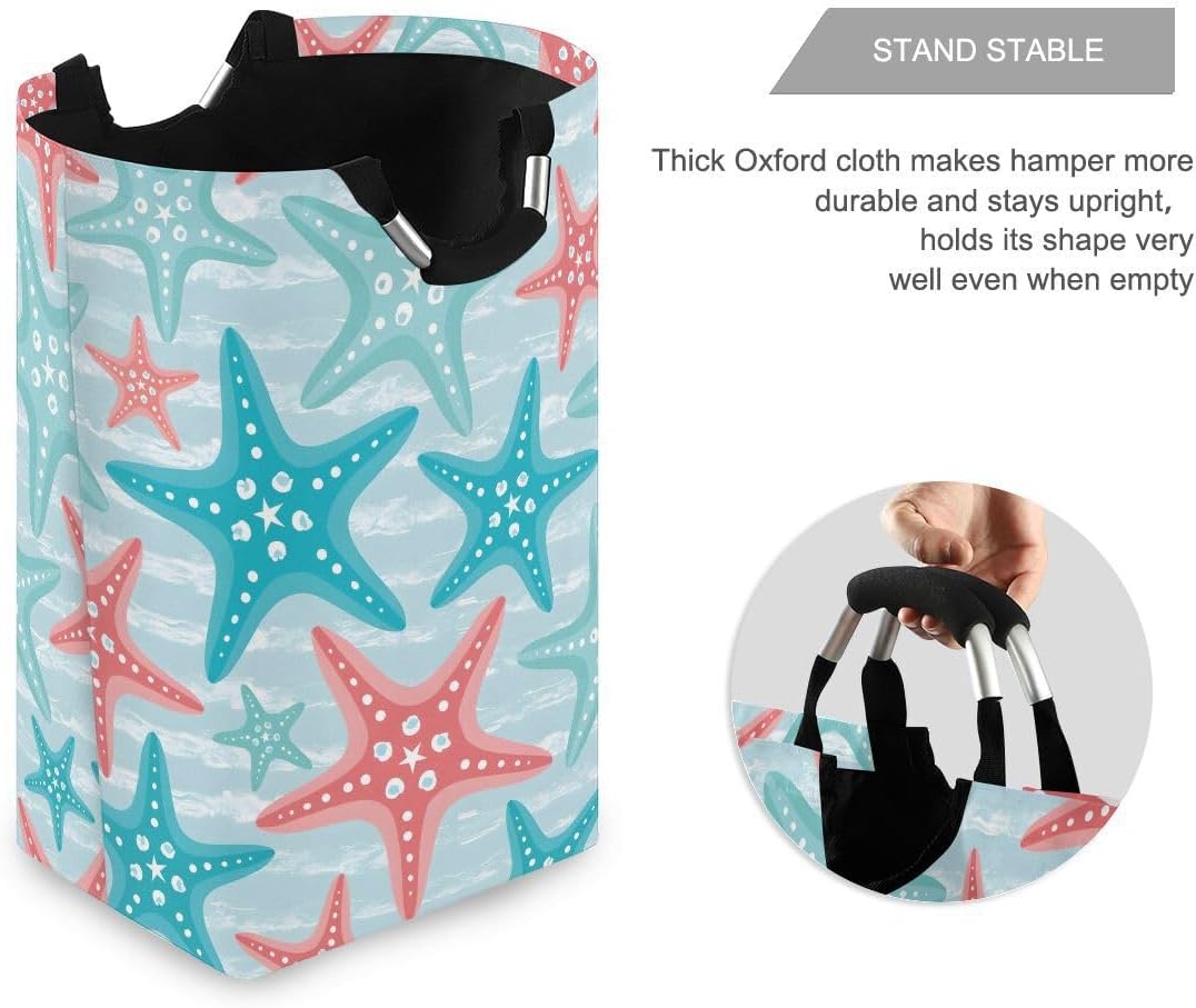 senya Nautical Ocean Starfish Large Storage Basket Collapsible Organizer Bin Laundry Hamper for Nursery Clothes Toys