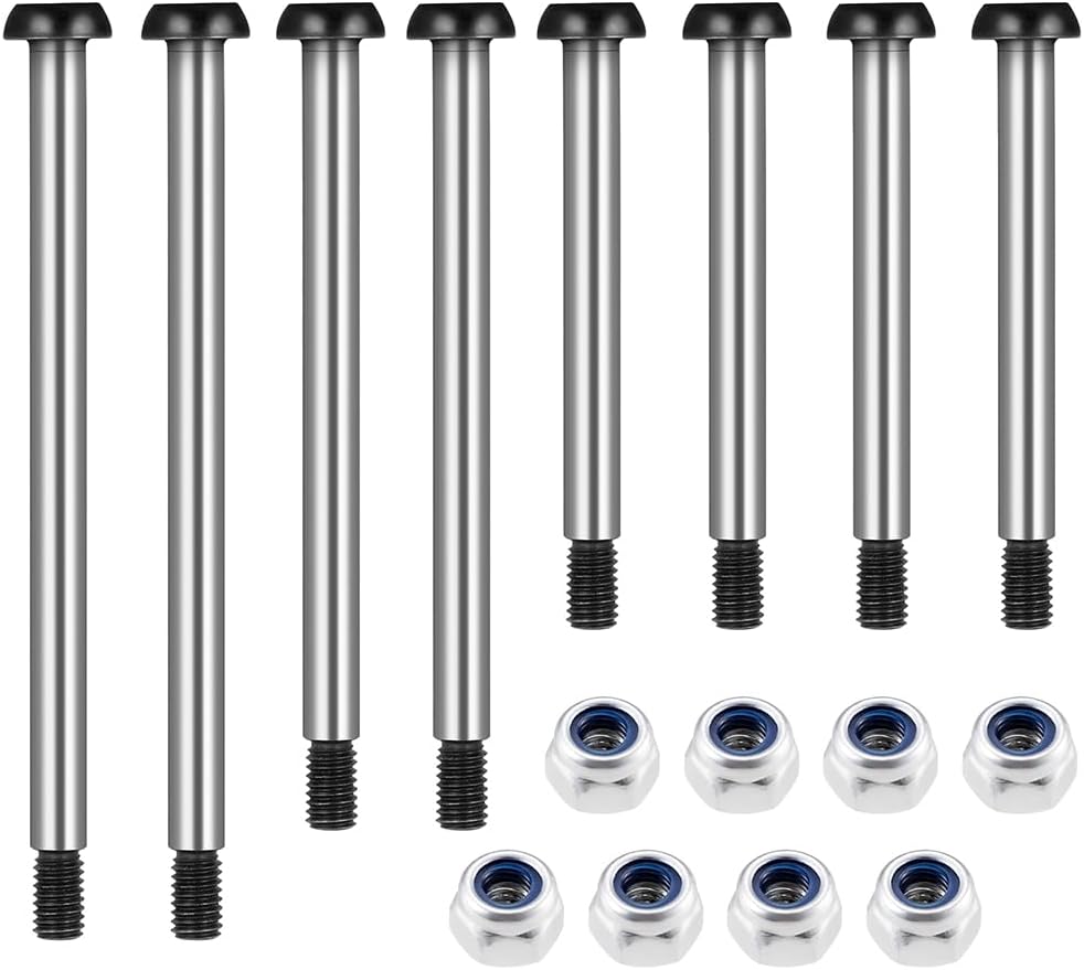 MORLORDY RC Car Lock-nut Style Hinge Pins Set for 1/10 Traxxas Bandit XL-5 RC Offroad Truck Upgrade Parts, Polished Steel