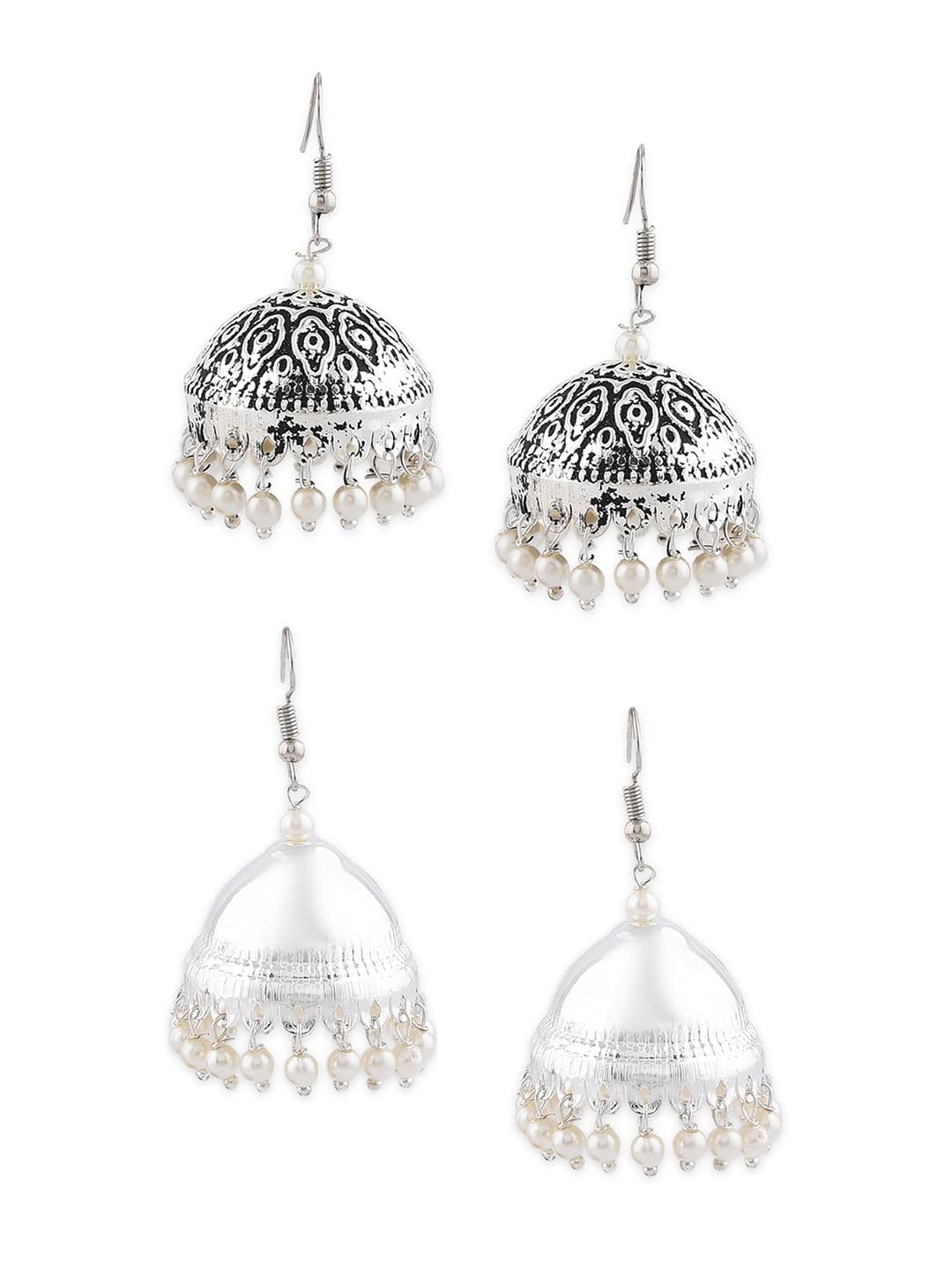 See full amazon price history chart for Zaveri Pearls Set of 2 Antique Silver Oxidised Jhumka Drop Earrings For Women-ZPFK15185 Zaveri Pearls Set of 2 Antique Silver Oxidised Jhumka Drop Earrings For Women-ZPFK15185 (B0BJFCPJK6) Amazon Price History, Amazon Price Tracker