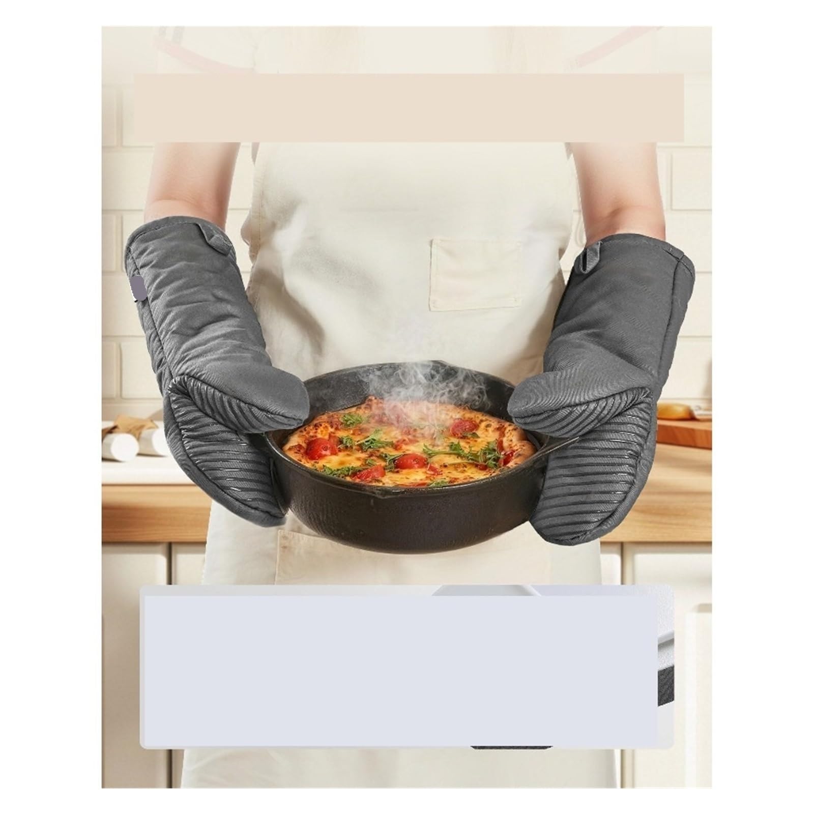 Maniques de Four à Bandes Silicone antidérapantes, Coton Polyester, 1 Paire