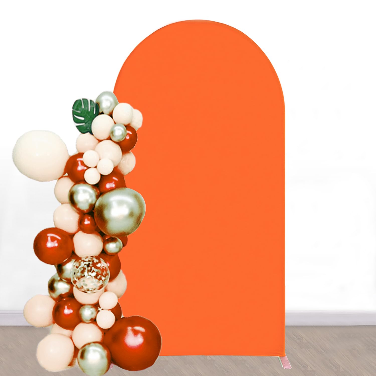 SINSSOWL 6FT Orange Arch Cover Spandex Arch Backdrop Stand Cover Round Top Chiara Backdrop Cover for Wedding Birthday Party Baby Shower Engagement Photographic Photo Backgrounds Decor (Orange)
