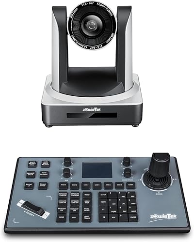 zowietek Cámara PTZ Pro 30X Cámara PoE de transmisión en vivo con salidas HDMI y 3G-SDI simultáneas (1 unidad) Controlador de cámara IP PTZ Teclado