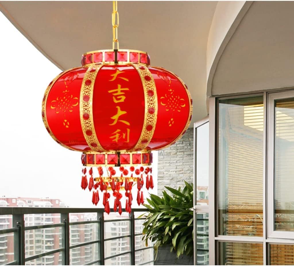 PAASHE Chinese Lantern Traditional Chinese Lanterns, Hanging Paper Lanterns, Chinese Red Lantern Led Chandelier Crystal 360° Rotation Lantern Elegant Atmosphere