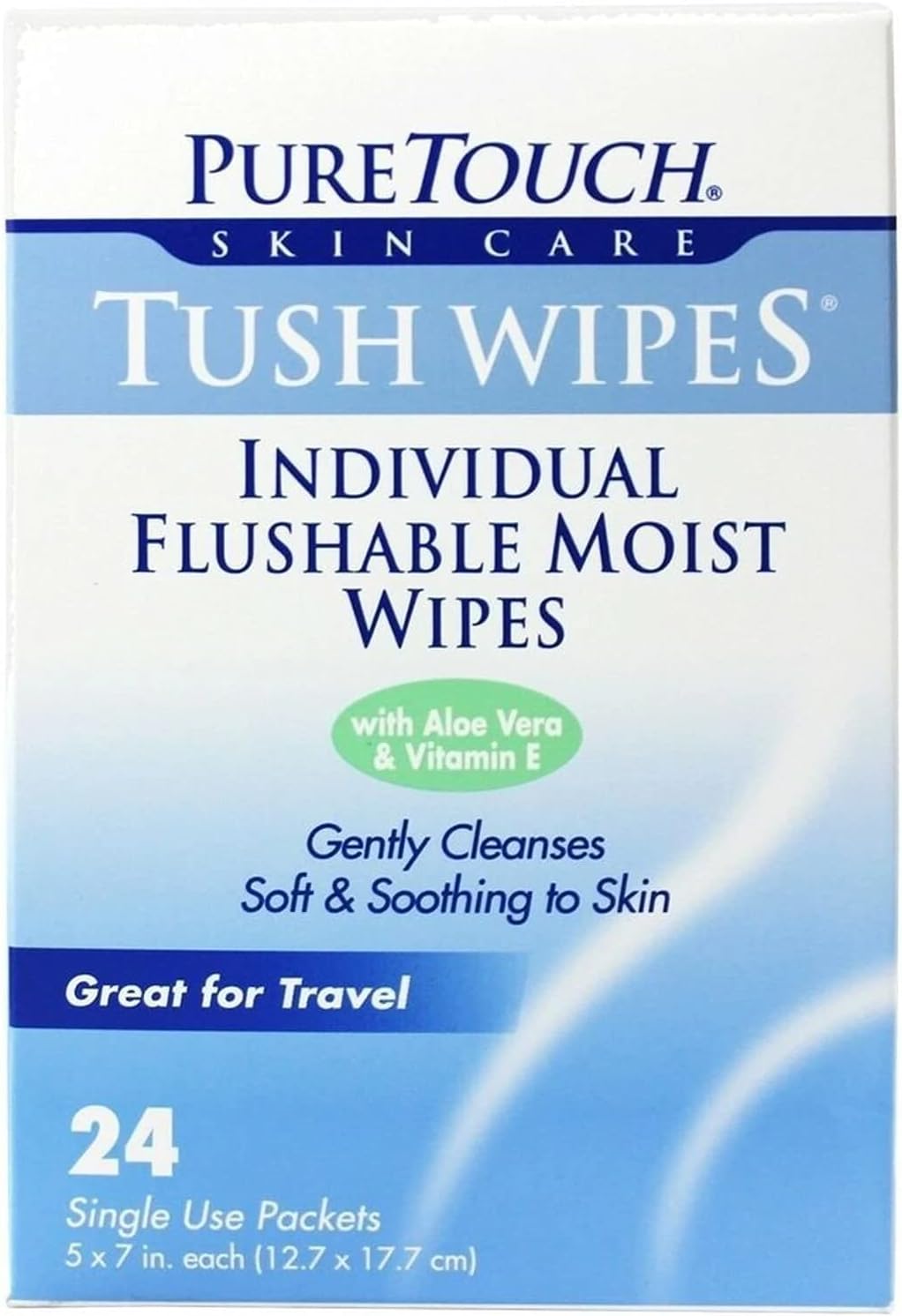 Tush Wipes for Adults 24 Individual Flushable Moist Wipes