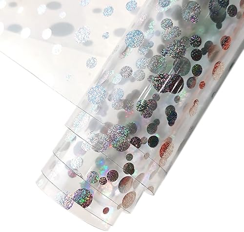 Miniatura 33 de HYANG - Hojas de piel sintética de vinilo holográfico transparente de PVC con diseño de pentágono grande, 1 rollo de 12 x 53 pulgadas