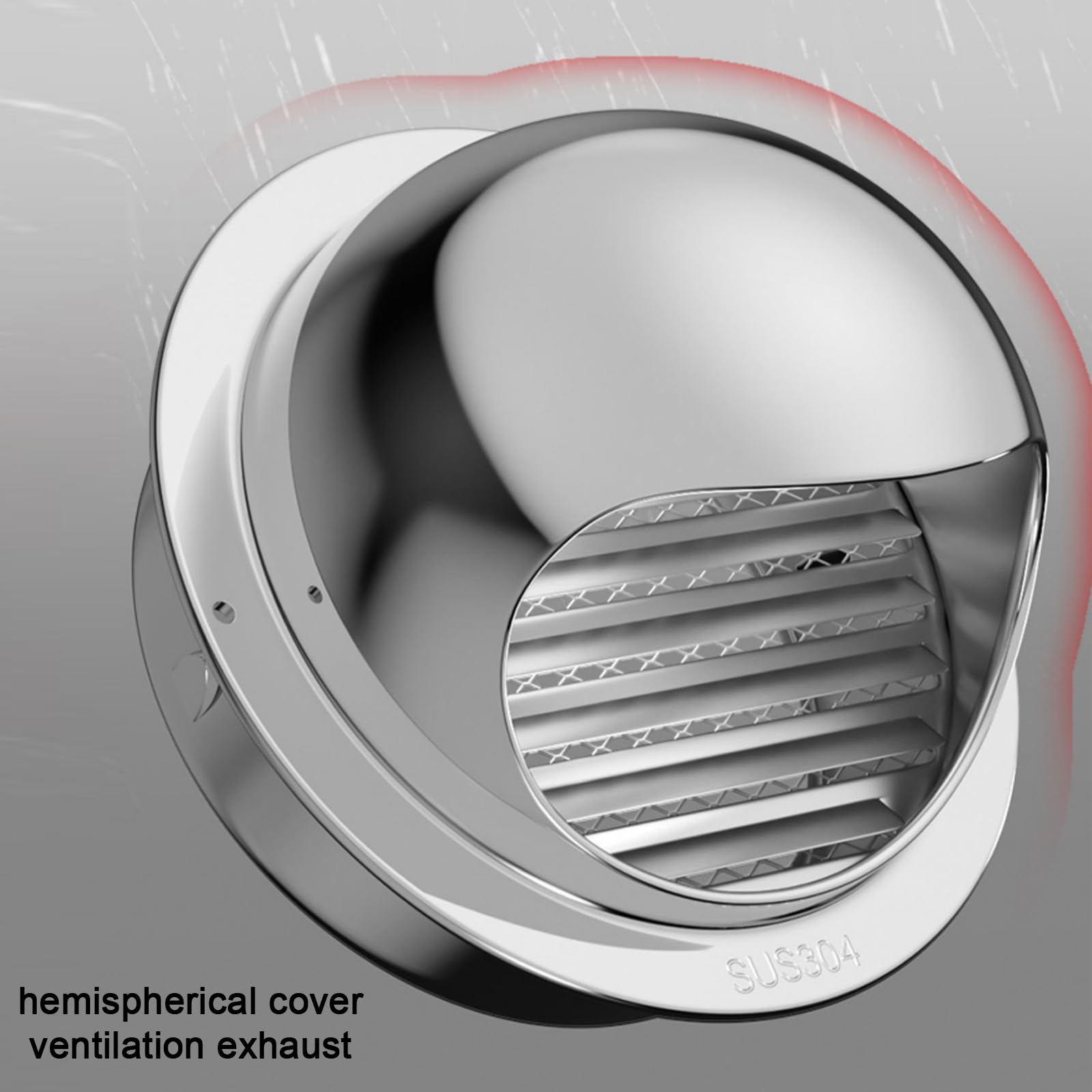 Tapa de chimenea de acero inoxidable 304, cubierta de lluvia para tubo de escape, tapa de ventilación de pared externa, rejilla de parabrisas para campana extractora, protección duradera