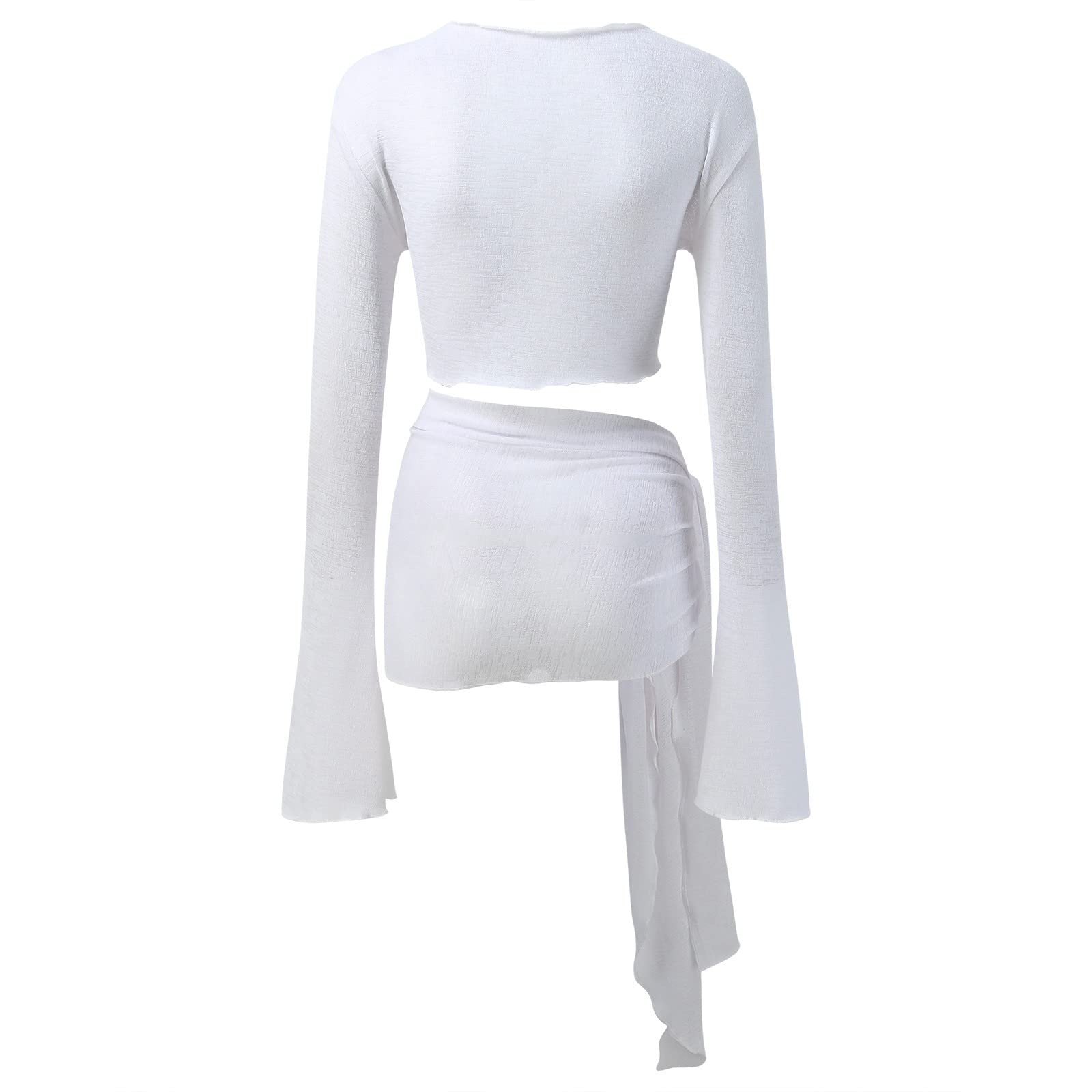 Copricostume Donna Mare Categoria Prodotto Swimwears Cover-UpsProdotto Grembiule da Bagno a Mezza Gonna Casual con Lacci Maniche Lunghe Avvolto sul Costume Intero Piscina