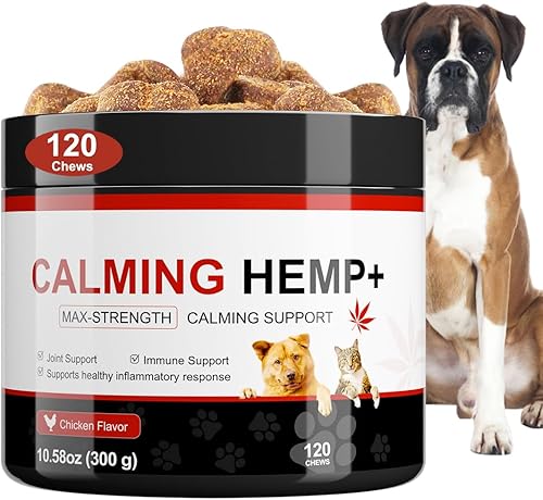 Masticables calmantes de cáñamo para perros, alivio de la ansiedad del perro, golosinas calmantes 100% naturales, golosinas calmantes para perros,