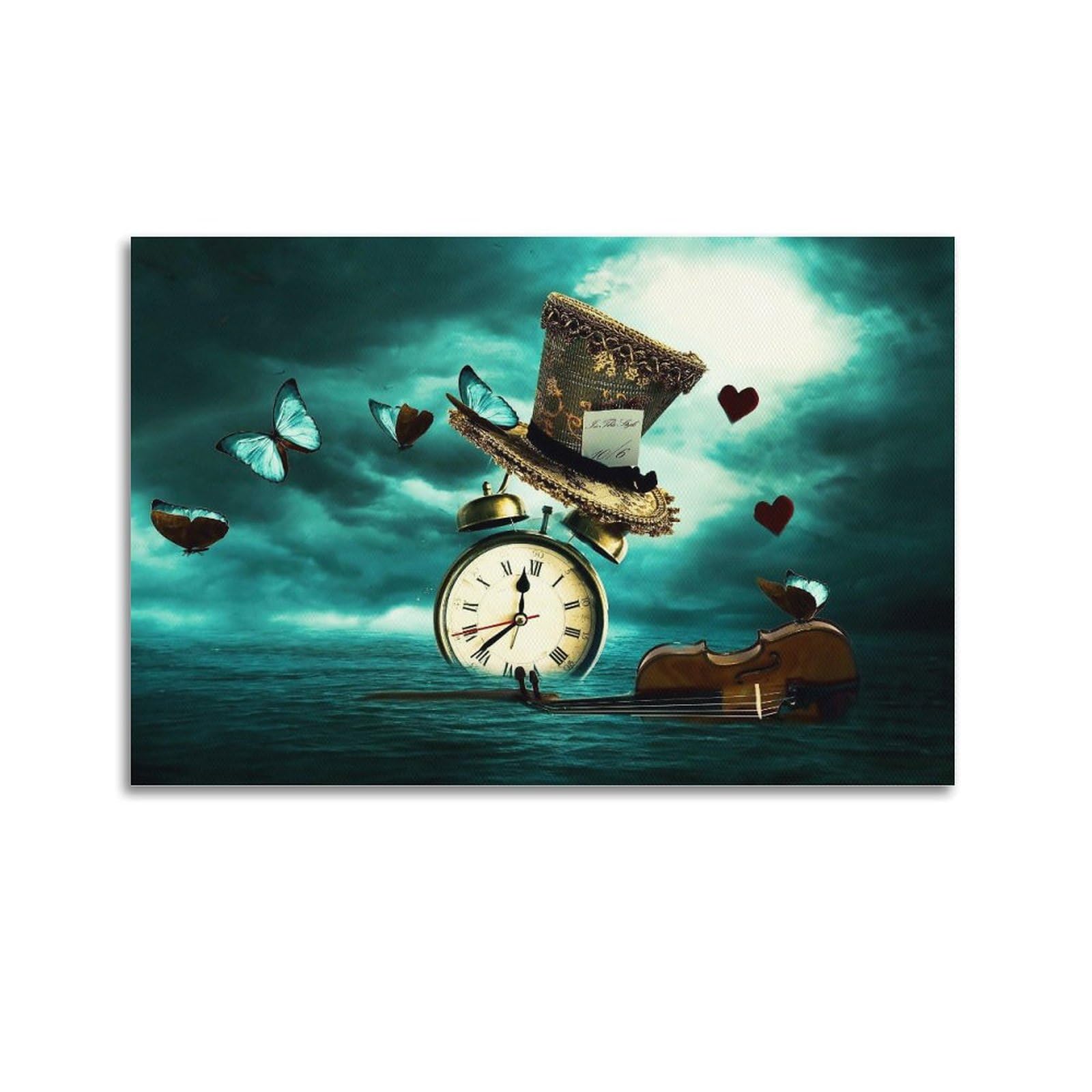 YMXSDIMDS Wonderland Clock by Salvador Dali Painting Art Posters Picture Print Wall Art Painting Canvas Artworks Idea Room Aesthetic 16x24inch(40x60cm)