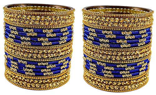 Image of NMII Acrylic (Plastic) With Silk Thread & Beads Studded Worked Glossy Finished Kada Set For Women and Girls