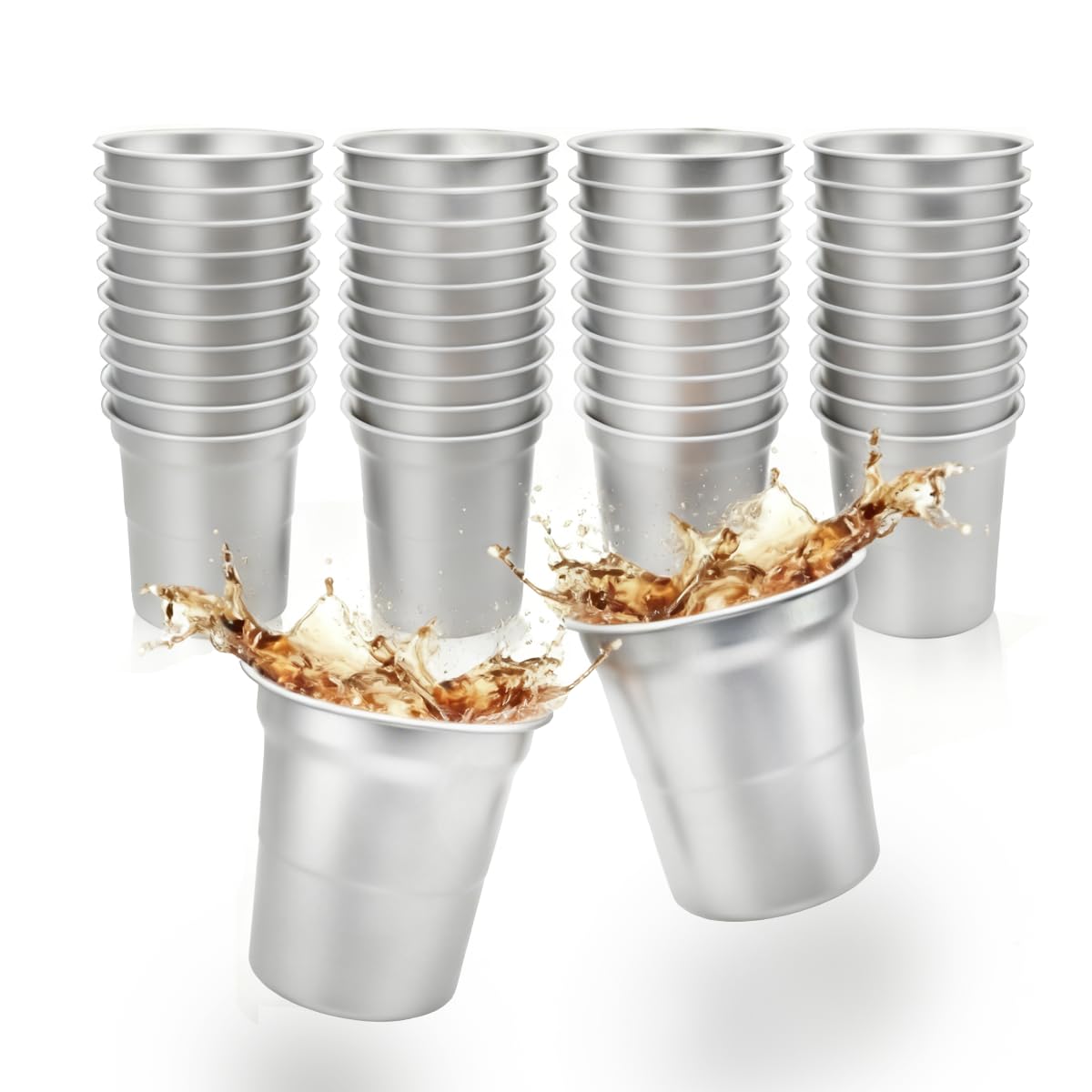 Photo 1 of Jamceoceo 80 Pack 16 oz Aluminum Party Cups,Metal Cups Reusable Aluminum Drinking Cups,Coffee Cups,Disposable Aluminums Beers Cups for Family Gatherings,Outdoor Events and Parties!?16oz silver?