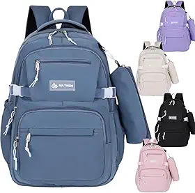Mochila Escolar Com Estojo De Grande Capacidade Para Estudante Nylon Impermeavel