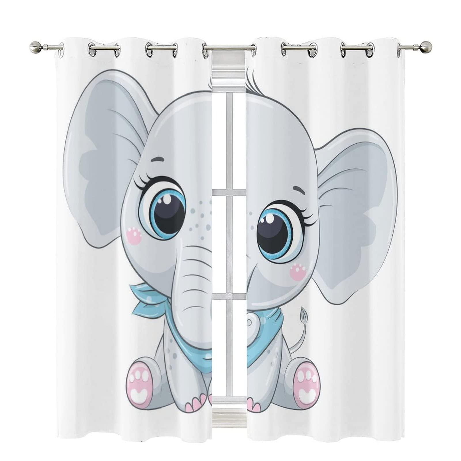 Ambesonne Rainbow Long Kitchen Curtains, Rainbow Road Clouds Abstract Cartoonish Expression Natural Events Ribbon, 2 Panel Set Drapes with Rod Pocket Room Decor, 55