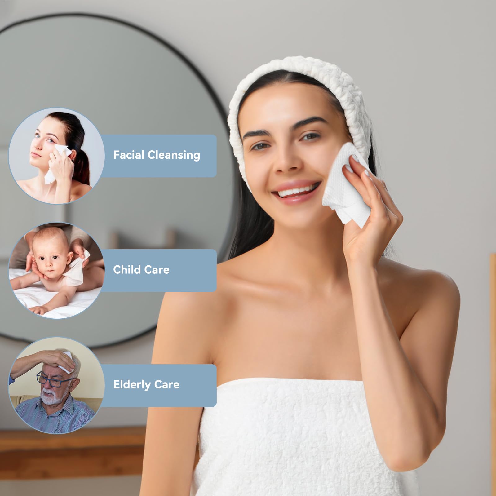 Dispensador de toallas faciales 100% USDA, toalla facial desechable, toallitas secas desmaquillantes, ultra suaves, 180 unidades, 1 paquete