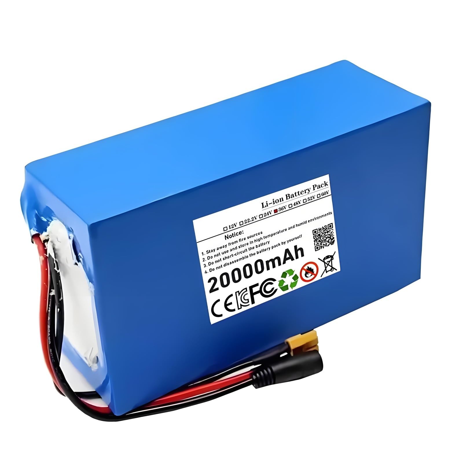 Batería 36V 20Ah Li Ion 10S5P Pack Con BMS Integrado Cargador 42V 2A Para Bicicleta Eléctrica Scooter 25A Descarga Continua