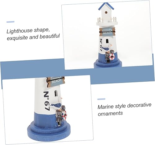Miniatura 4 de Abaodam 2pcs Lighthouse Ornaments Dining Table Decor Rustic Decorations Ocean Decor Beach Lighthouse Desk Topper Desktop Lighthouse Figurine