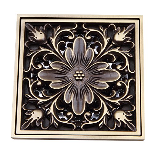OUKU Square Design Tile-in Shower Drain, Polished Chrome Bathroom Accessory Antique Brass Finish