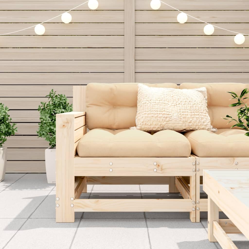 Canapé de Jardin modulable en Bois Massif de pin 69 x 62 x 70,5 cm, accoudoir et Dossier, Salon terrasse Patio, Fauteuil d extérieur sectionnel pour Lounge détente