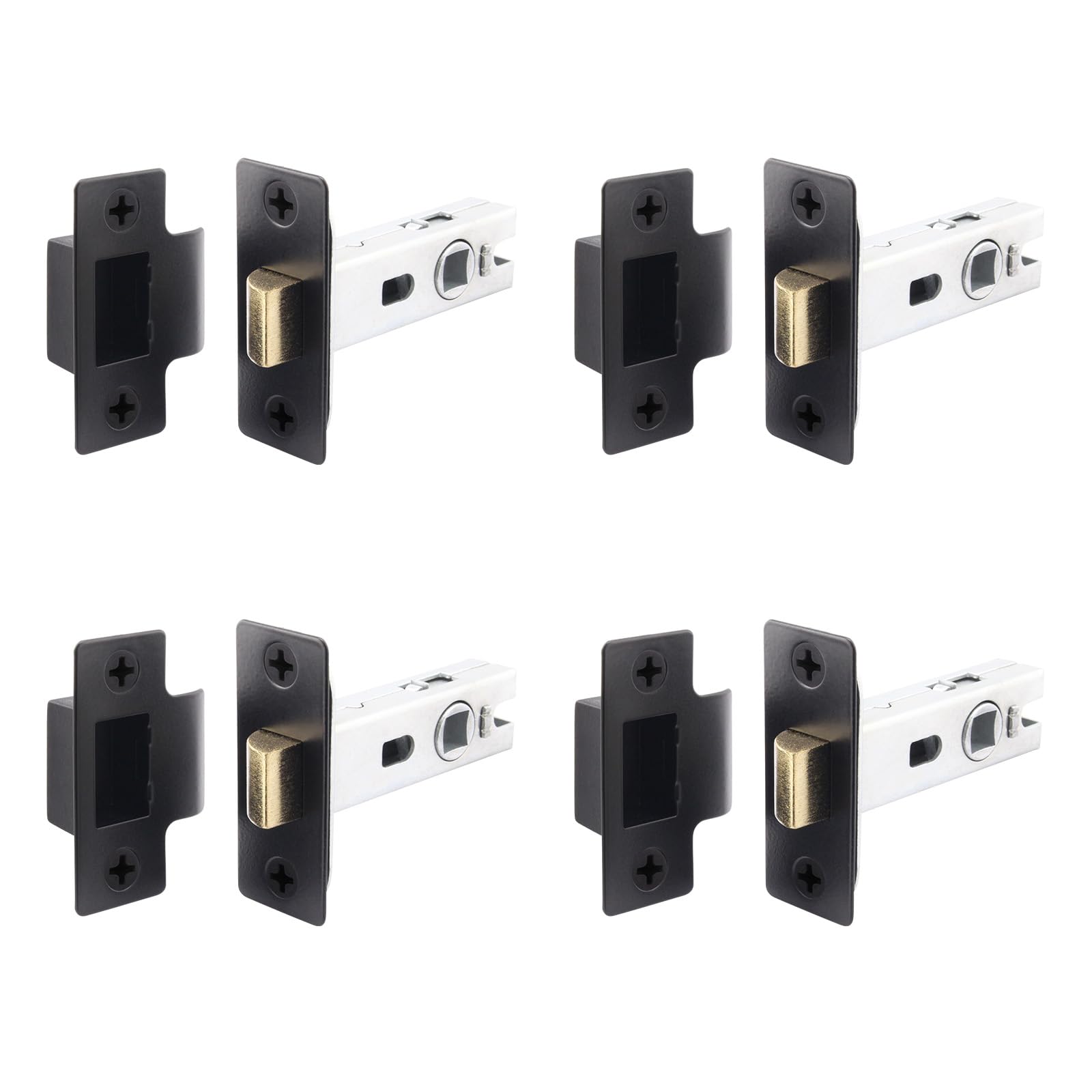 EAI Matt Black Tubular Door Latch, 76mm / 3 Inch, Pack of 4