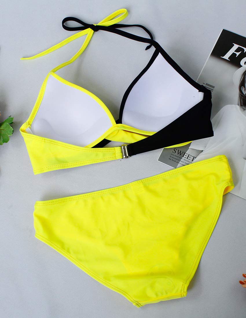 JFAN Donna Costume da Bagno Push Up Imbottito Reggiseno Bikini Donna Due Pezzi Swimwear Abiti da Spiaggia