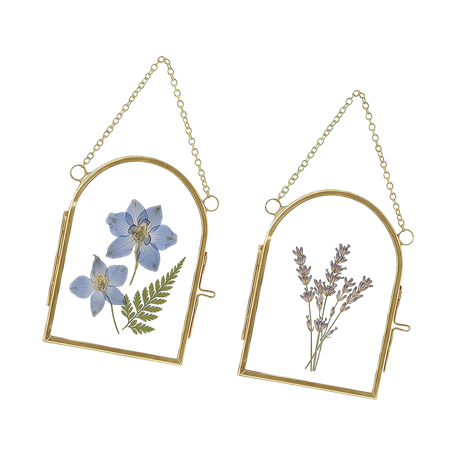 Woedpez Multicolor 2Pcs Double Glass Miniature Frame For Pressed Flower Floating Hanging Photo Frame With Chain For Display Gallery Artwork Double Glass Photo