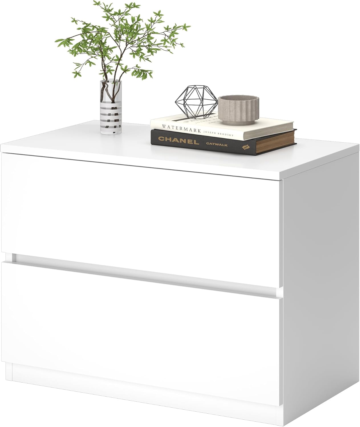 furtble 2 Drawer Dresser, Small Dressers for Closet, Wood Storage Cabinet for Hallway Bedroom Entryway, Nightstand Sofa Beside Table Drawer Chest, 23.6 in, White