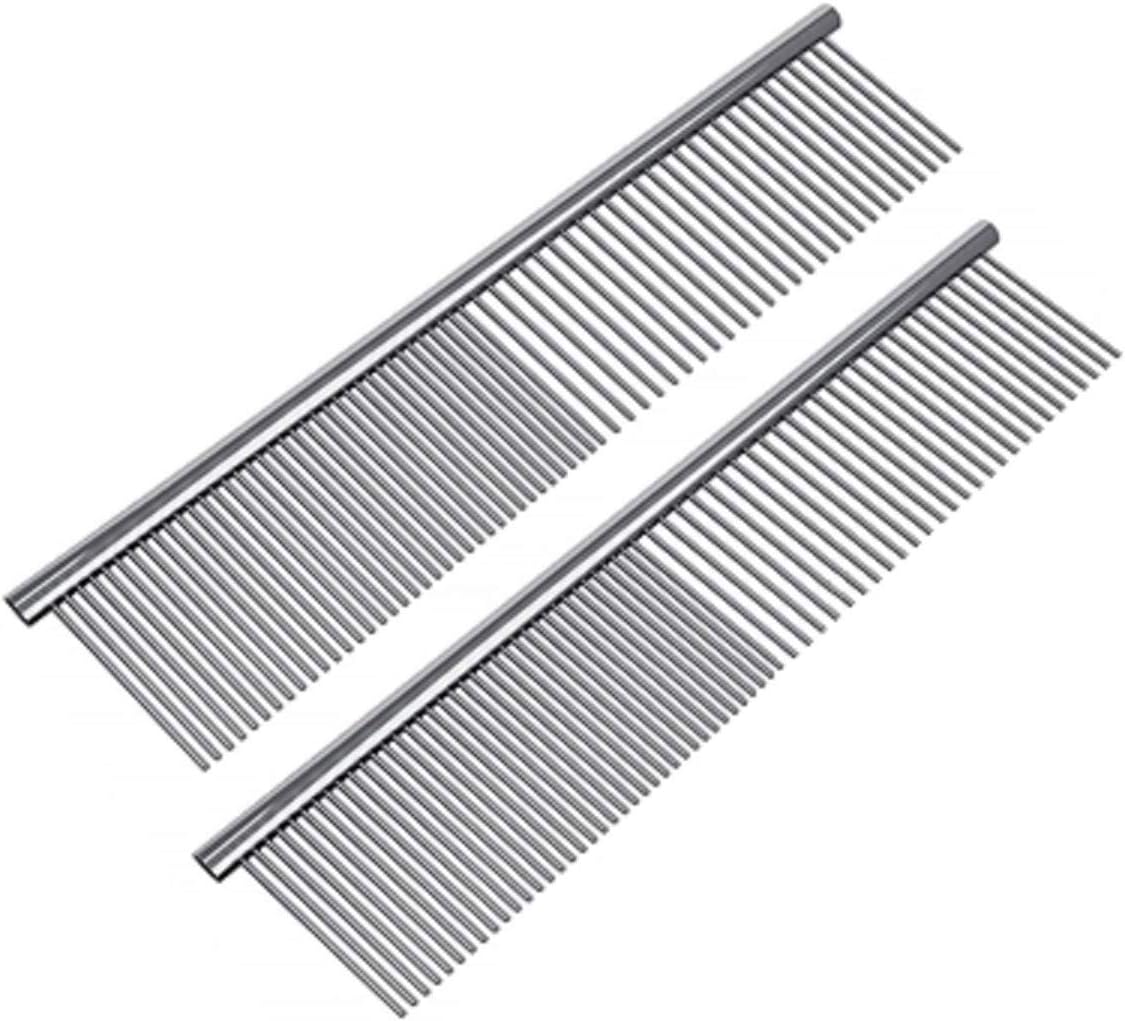 Emoly Pet Stainless Steel Grooming Dog Cat Comb Tool 2 Pieces
