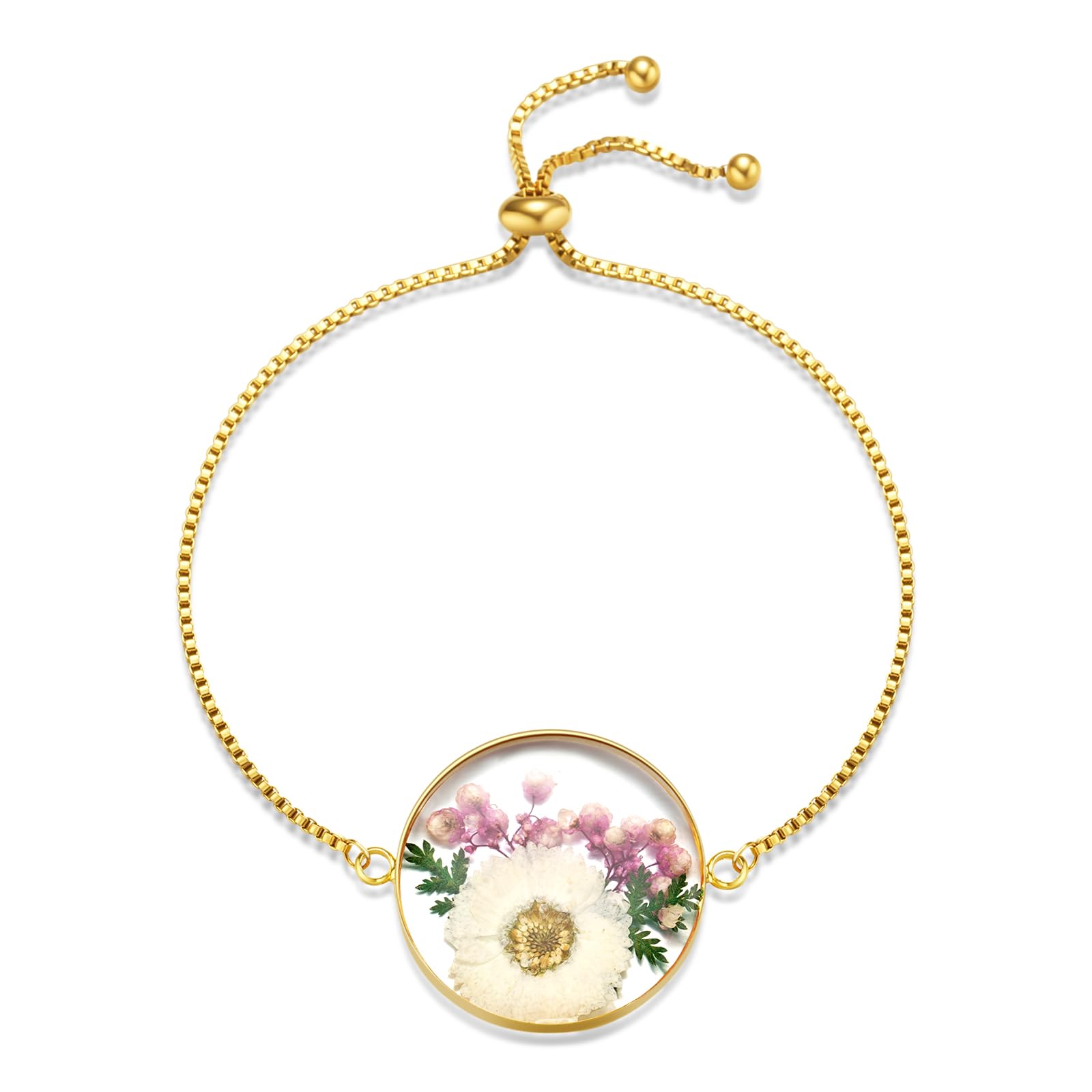 Hefestus Flower Bracelets for Women,Real Pressed Flower Bracelet,Unique Handmade Design,Cute Bracelet,Thoughtful Gift for Christmas,Valentine's,