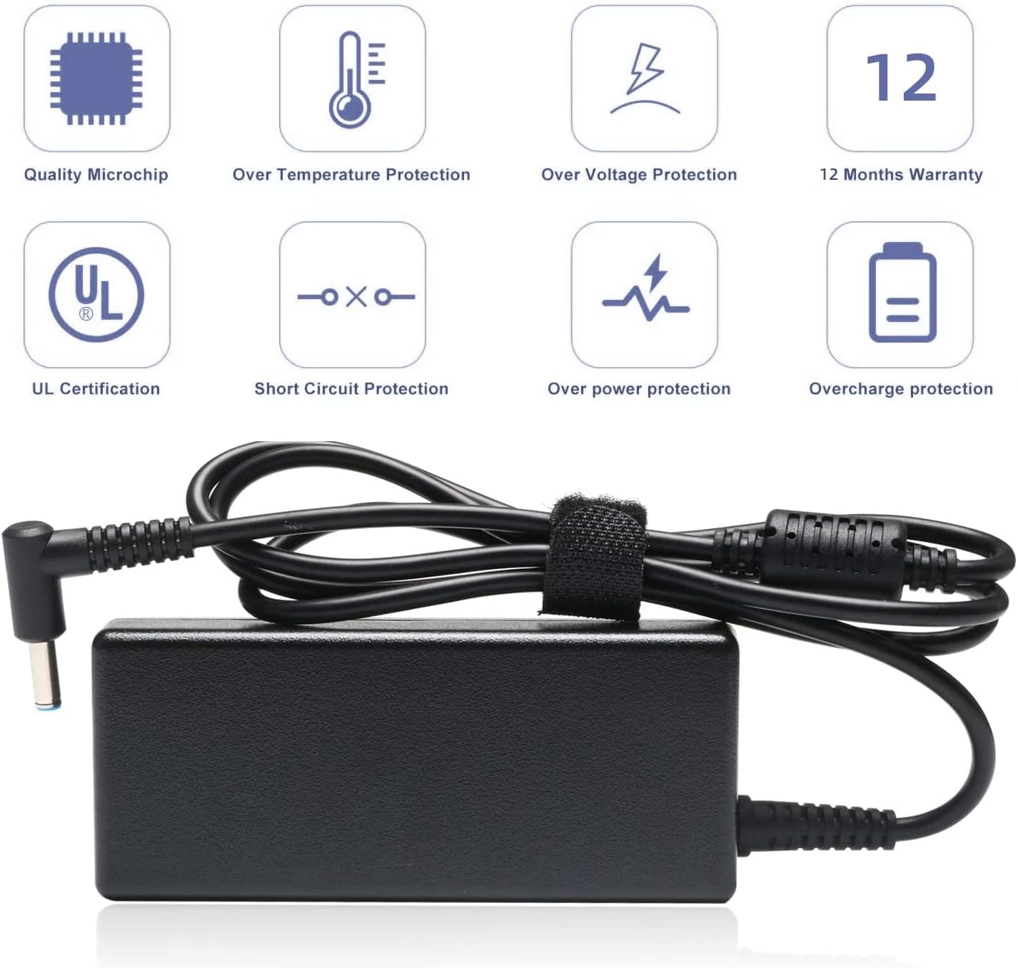 for 65W 45W HP Smart Blue Tip AC Laptop Adapter for HP Envy X360 Pavilion Envy Elitebook 840 ProBook Spectre Series 710412-001 709985-004 Laptop Power Supply Cord