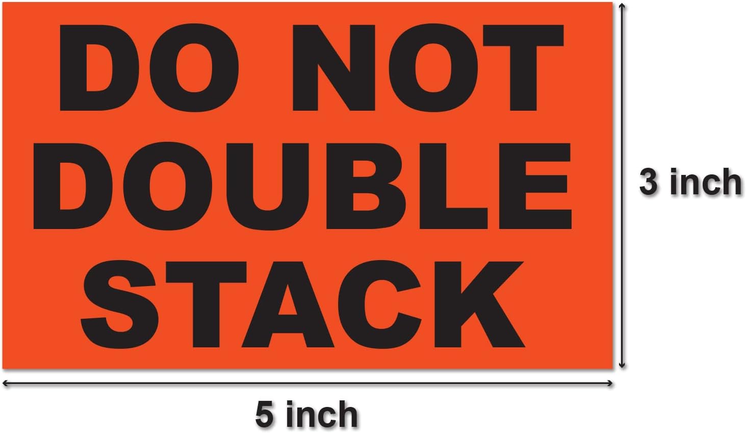 Do Not Double Stack Labels (5 x 3 inch, Orange - 300 Labels) Warning Do Not Stack Stickers for Shipping Packing & Handling