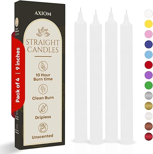 Miniatura 64 de Axiom Candles Velas altas sin goteo de 10 pulgadas sin perfume y sin humo, 9 horas de tiempo de combustión, velas cónicas para el hogar, cenas