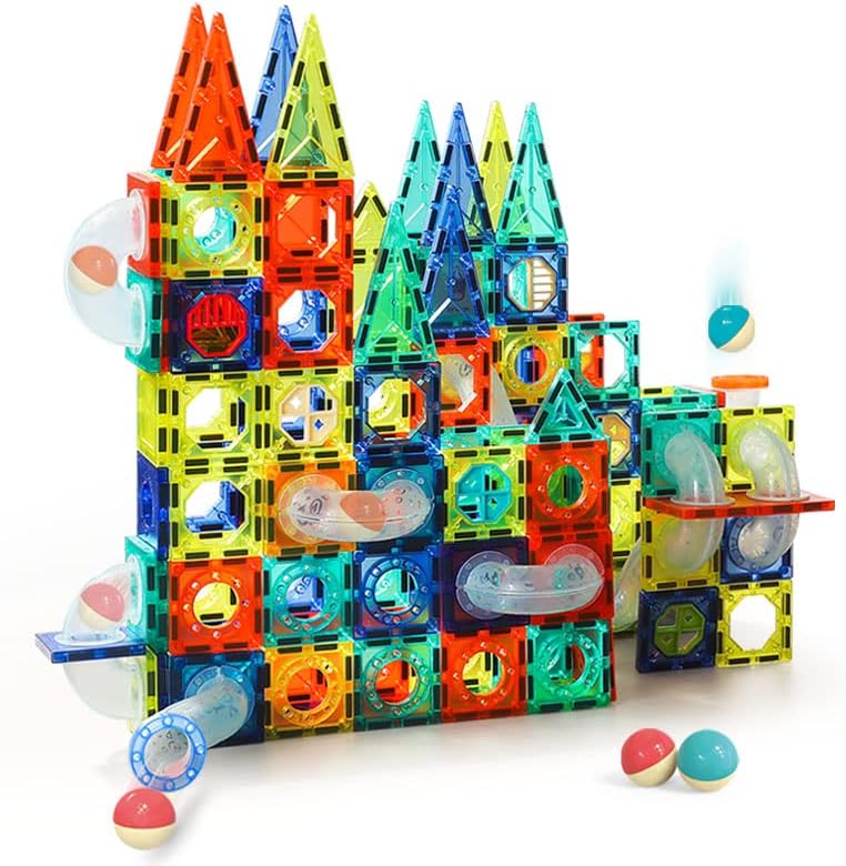 YOOCIZ Juego de bloques de construcción de azulejos magnéticos de 97 piezas, azulejos magnéticos 3D para niños y niñas, juguetes educativos STEM