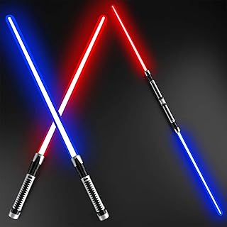 Beyondtrade Lightsabers Toy 7 Colors 2-in-1 LED Dual Swords for Kids with FX Sound (Motion Sensitive) for Movie Fans Hallo...