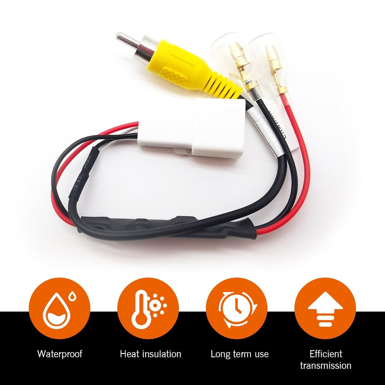 Pack-1 Car Rear View Backup Reverse Camera Video Connector RCA Cable, 4 Pin OEM Factory Output Car Reverse Camera Retention Wiring Harness Connector, Compatible with Select Models (White)