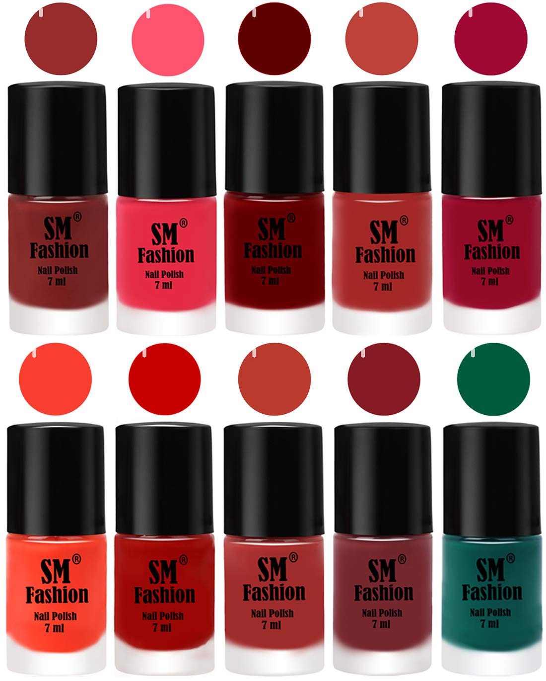 SM FASHION®Quick Dry One Stroke Color Nail Paint Combo Offer Set of 10 in Wholesale Rate 7 ml each-image-34