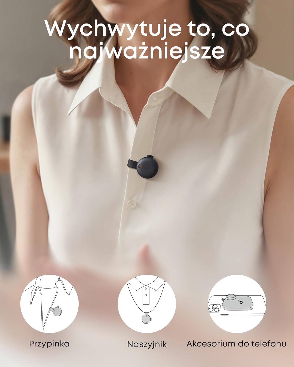 Przenośny dyktafon Anker soundcore Work (odnowiony) – AI transkrypcja, notatki, streszczenia, certyfikat MFi