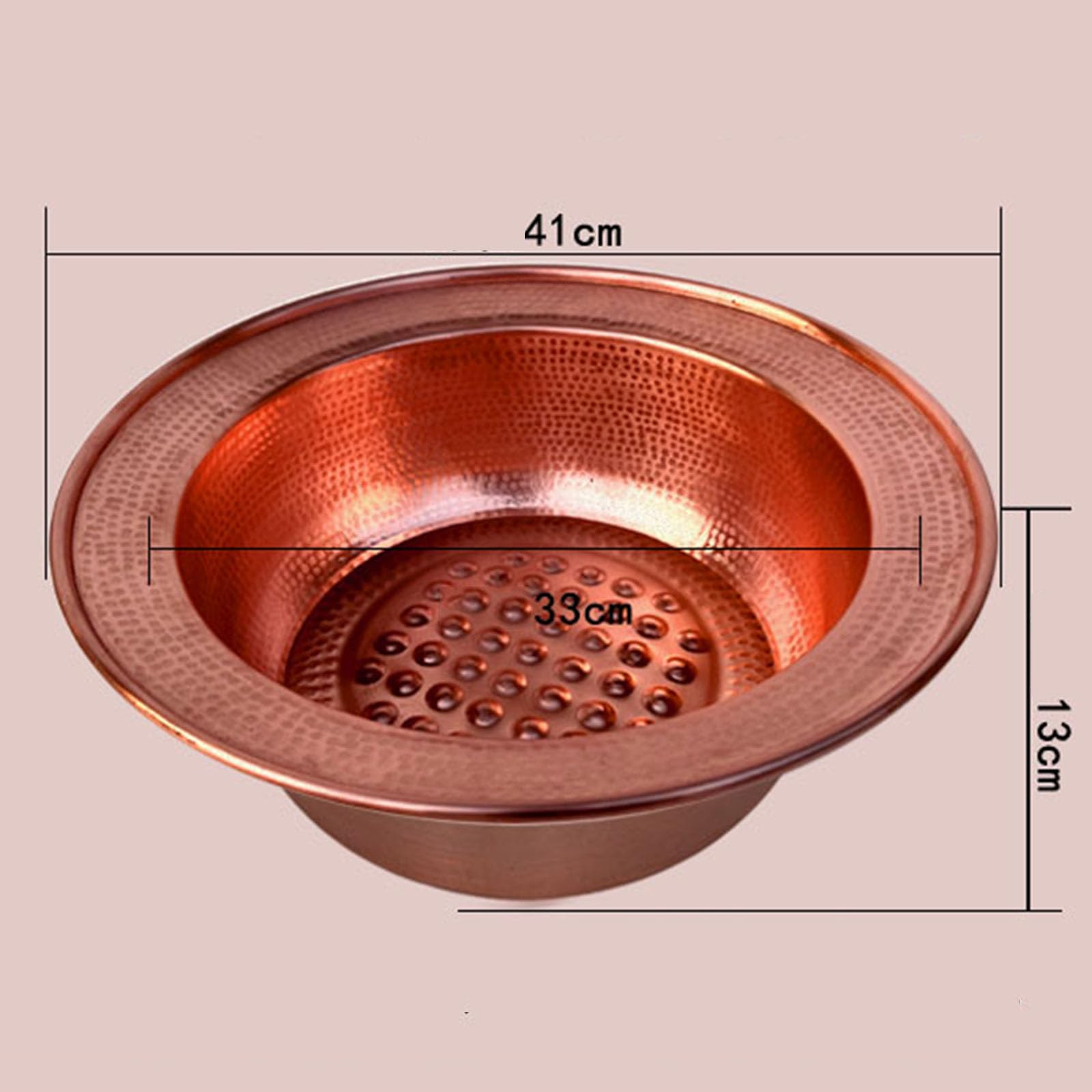 Vaschetta per Pediluvio in Rame, 40 Cm, Portatile, con Rilievi Massaggianti, Ideale per La Spa Domestica, Il Campeggio, Il Lavaggio del Viso E Il Pediluvio, Versatile per Flat Bottom