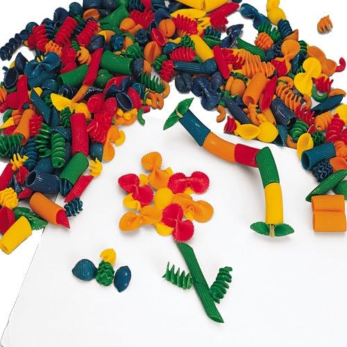 Multi-Colored Macaroni Shapes with Design Sheets and Idea Card, Collage Kit in Non-Toxic Colors, Art Supplies for Classroom, Kindergarten - Grade 3, Ages 4 Years & Older