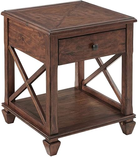 Miniatura 4 de Alaterre Furniture Stockbridge - Mesa auxiliar cuadrada de madera con cajón de 21 pulgadas
